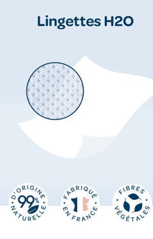Lingettes épaisses H2O - Peaux sensibles - Bébé - 4 x 3 paquets