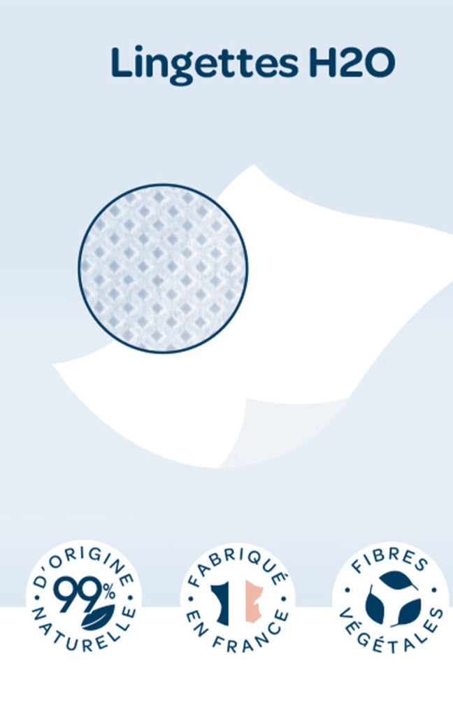 Lingettes épaisses H2O - Peaux sensibles - Bébé - 4 x 3 paquets