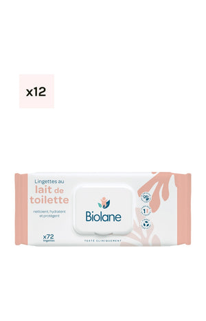 Lingettes au lait de toilette - Bébé - 12 x 72 unités