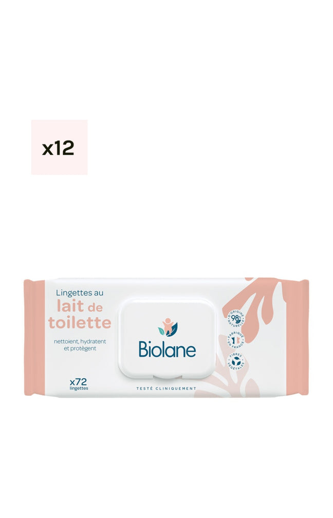 Lingettes au lait de toilette - Bébé - 12 x 72 unités