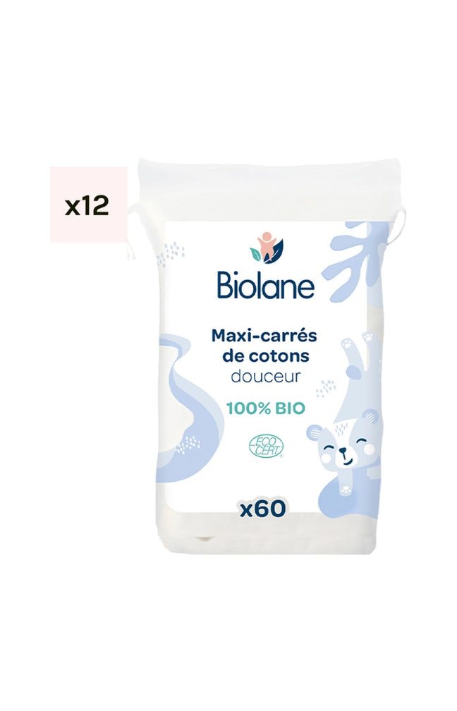Carrés coton bio - 12 x 60 unités