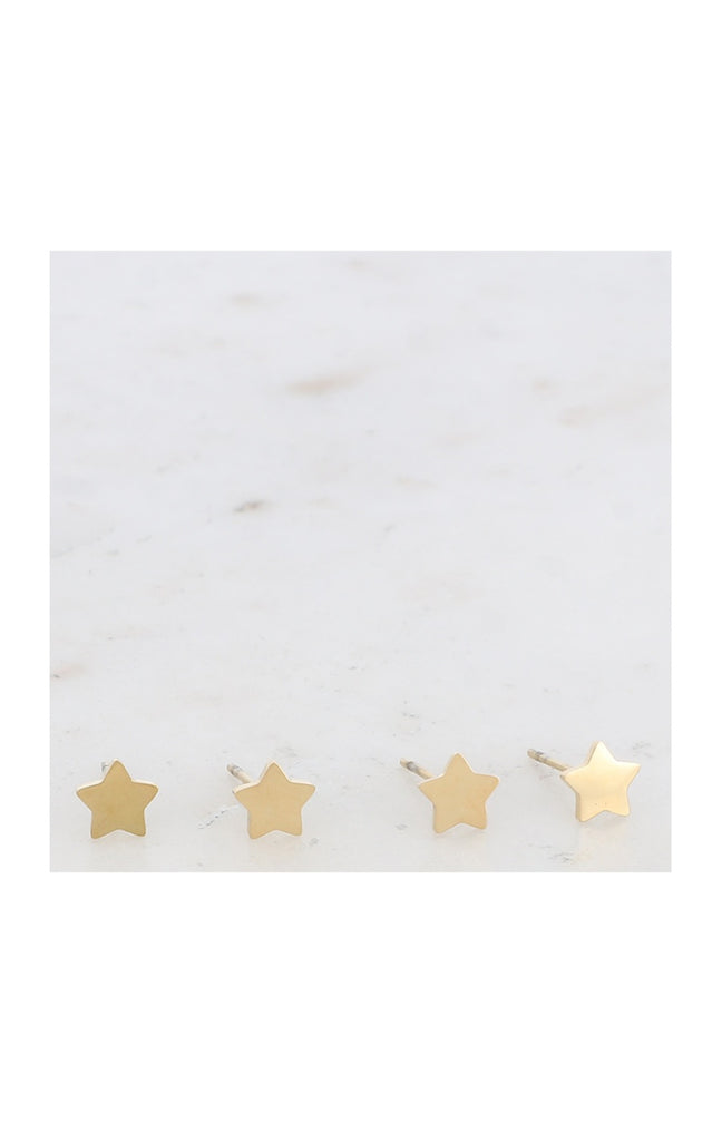 Lot de 2 paires de boucles d'oreilles étoiles - Acier inoxydable doré