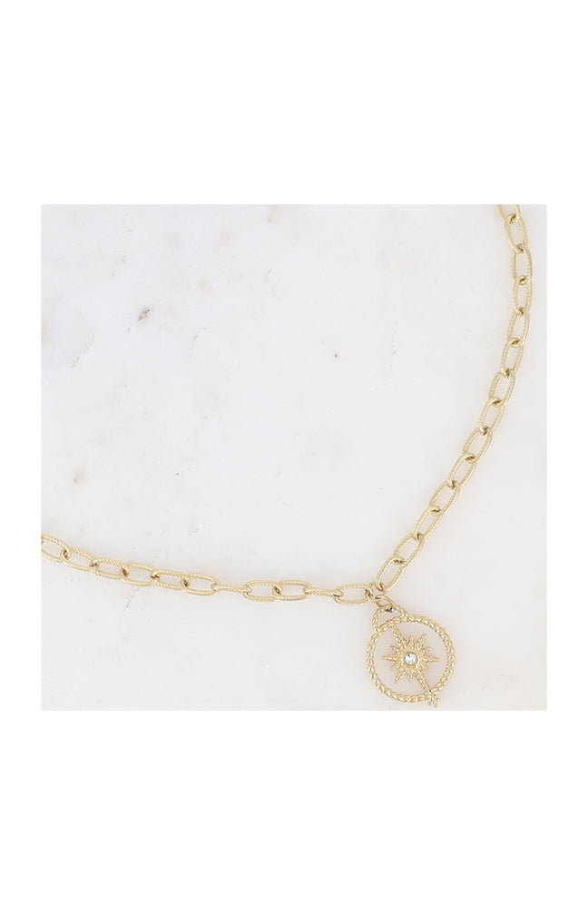 Collier étoile - Acier inoxydable doré & strass