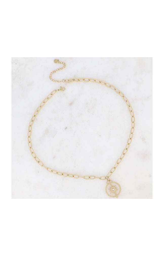 Collier étoile - Acier inoxydable doré & strass