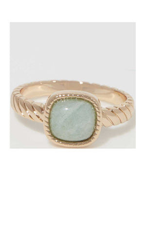 Bague Pamela - Laiton doré & amazonite