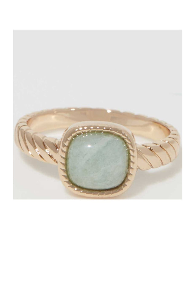 Bague Pamela - Laiton doré & amazonite