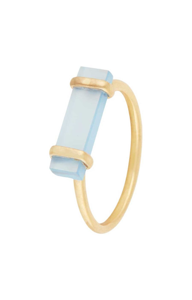 Bague Eléonore -Laiton doré & calcédoine bleue