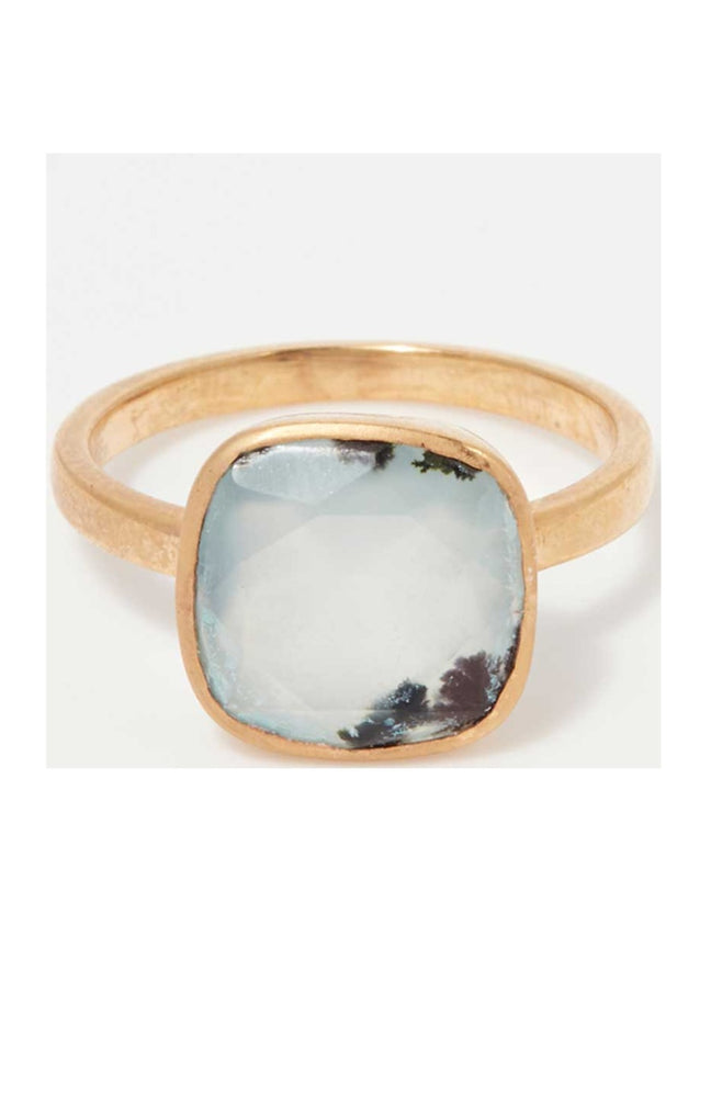 Bague Sia - Laiton doré & aqua chalcedony