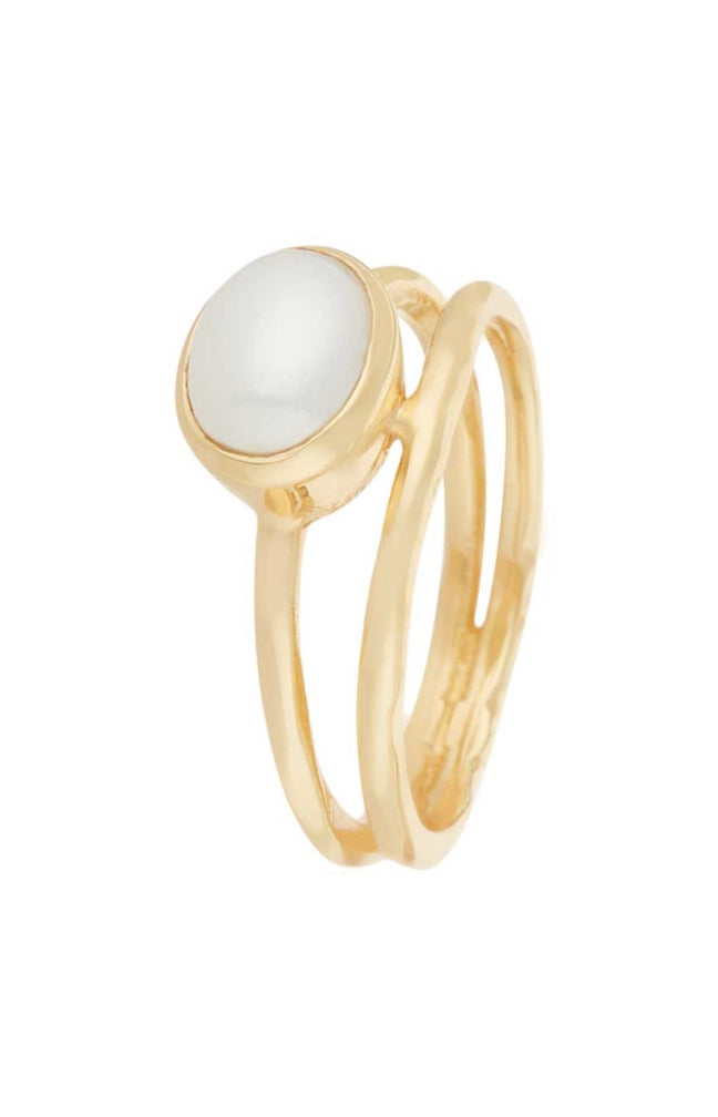 Bague Jude - Laiton doré & perle