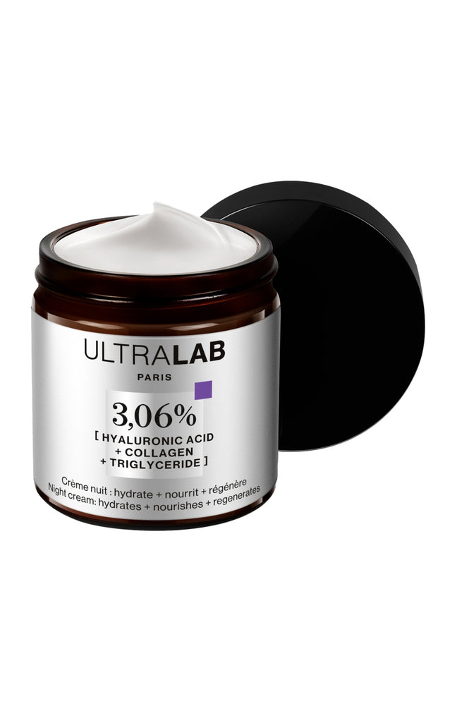 Crème de nuit - 3,06% Acide hyaluronique, collagène & triglycéride - Visage - 60 ml