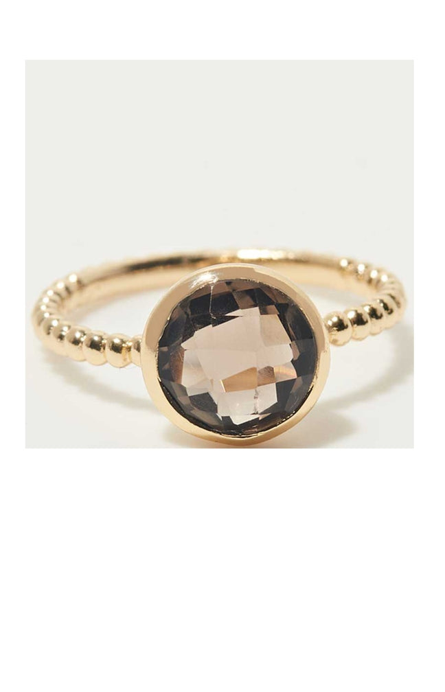 Bague Callie - Laiton doré & quartz fumé