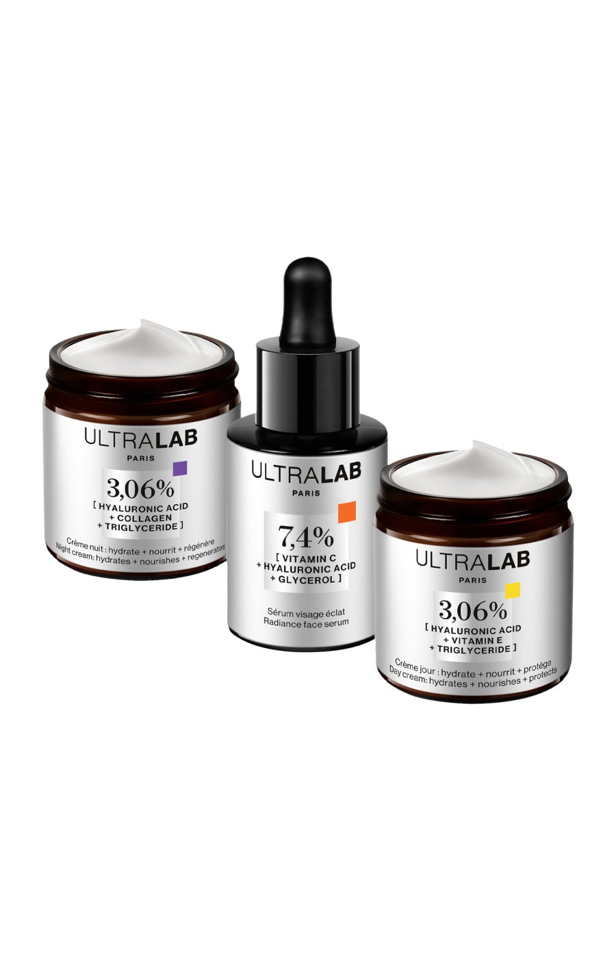 Rituel éclat - Acide hyaluronique, collagène & vitamines - Visage - 3 soins