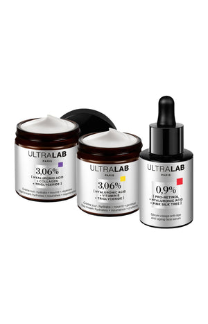 Rituel anti-âge - Acide hyaluronique, collagène & triglycéride - Visage - 3 soins