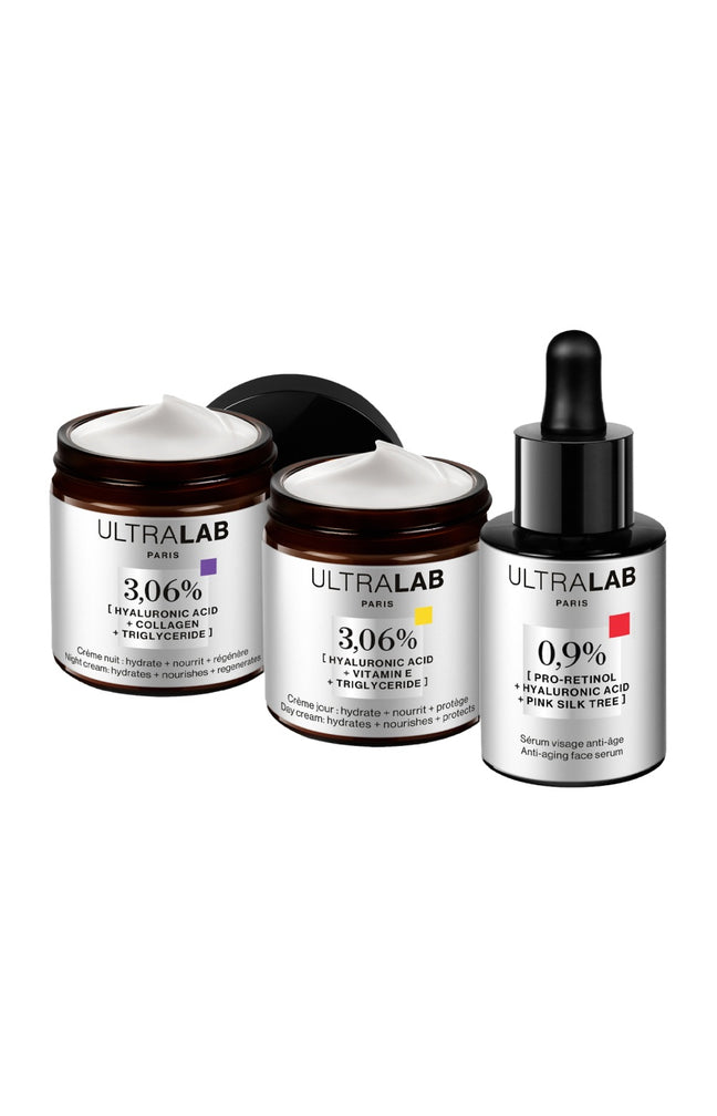 Rituel anti-âge - Acide hyaluronique, collagène & triglycéride - Visage - 3 soins