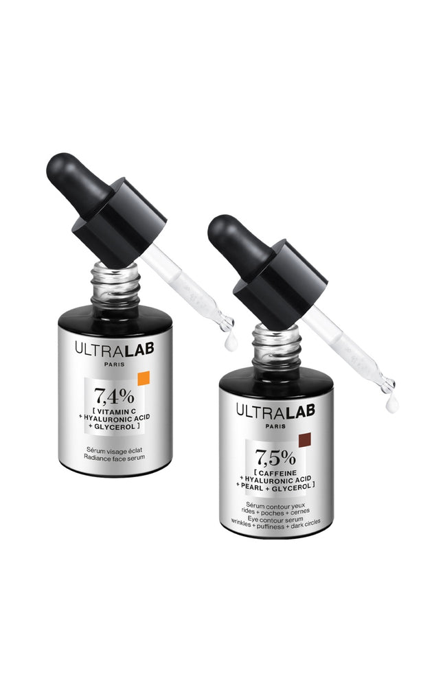 Sérums éclat - Acide hyaluronique, caféine & vitamine C - Visage & yeux - 2 x 30 ml