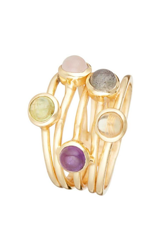 Bague Chloé - Laiton doré & pierres naturelles