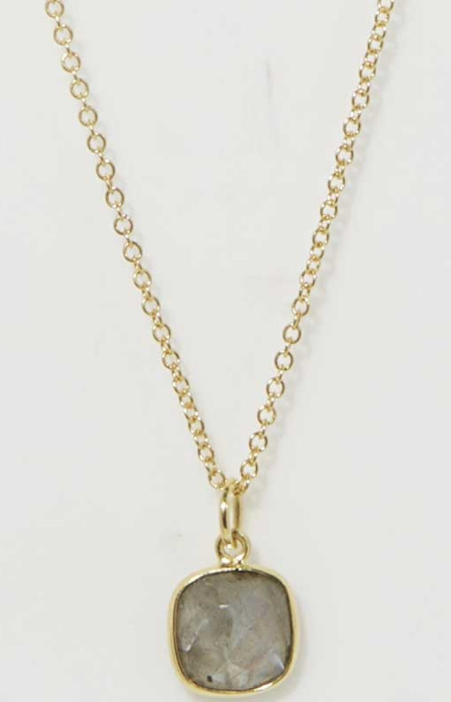 Collier Phybie - Laiton doré & labradorite