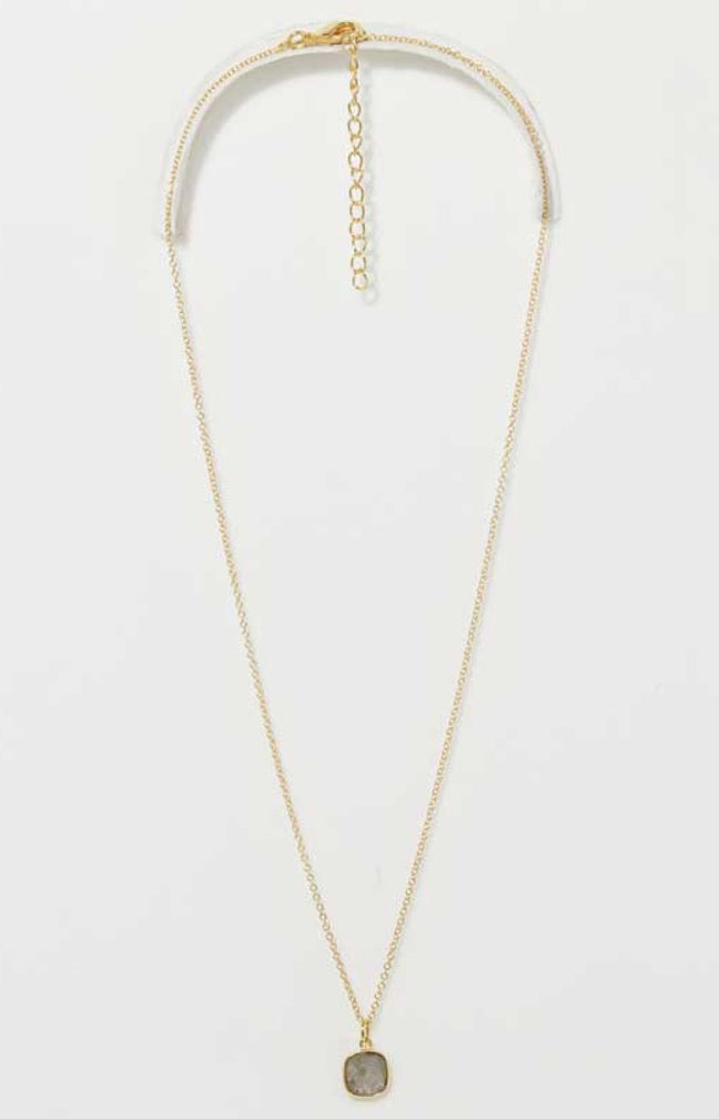 Collier Phybie - Laiton doré & labradorite