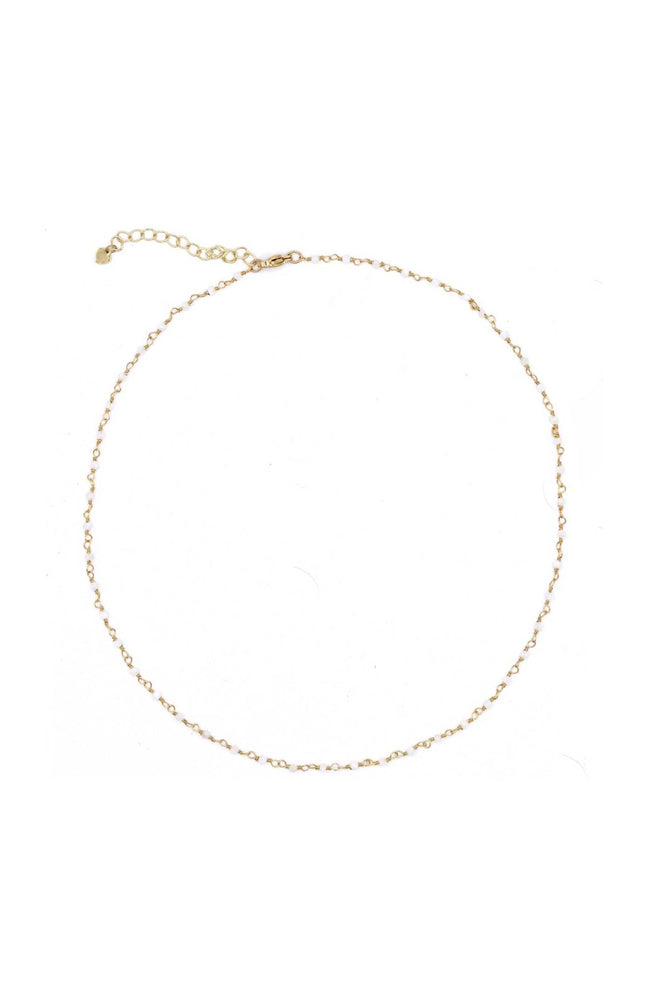 Collier Elisa - Laiton doré & jade blanche