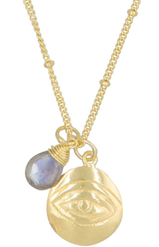 Collier Iva - Laiton doré & labradorite