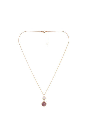 Collier Maé - Laiton doré, quartz rouge & quartz rose