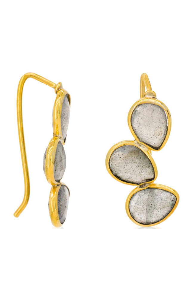 Boucles d'oreilles Vicky - Laiton doré & labradorite