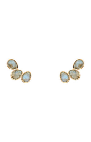 Boucles d'oreilles Vicky - Laiton doré & labradorite