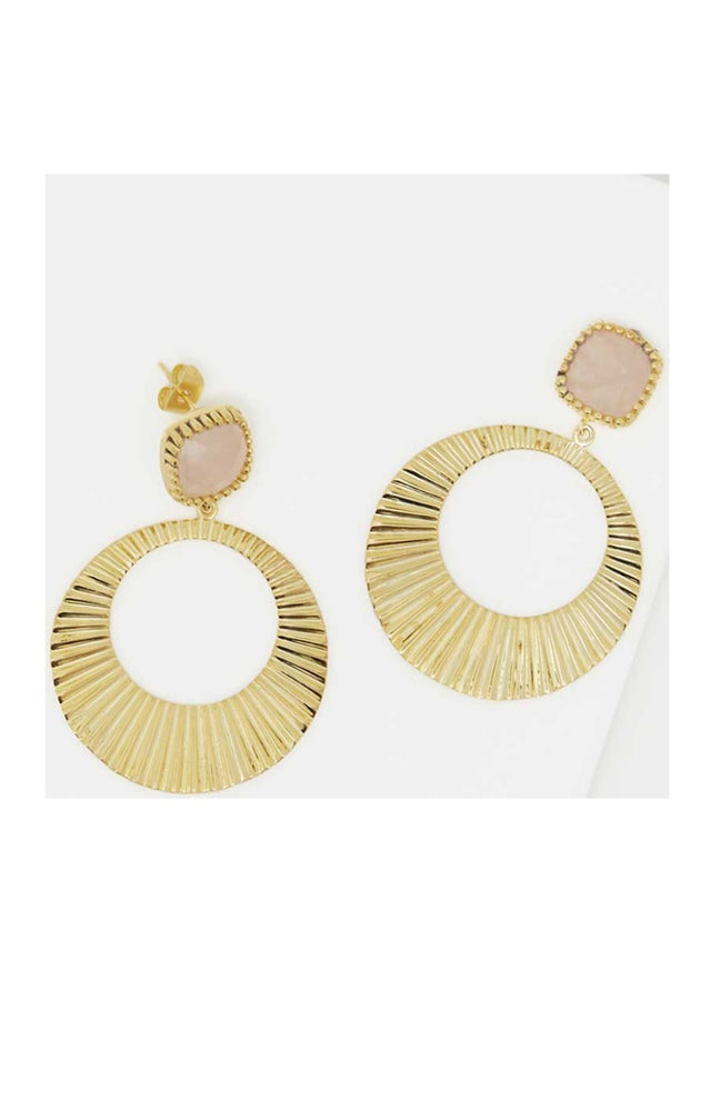Boucle d'oreille Lorène - Laiton doré & quartz