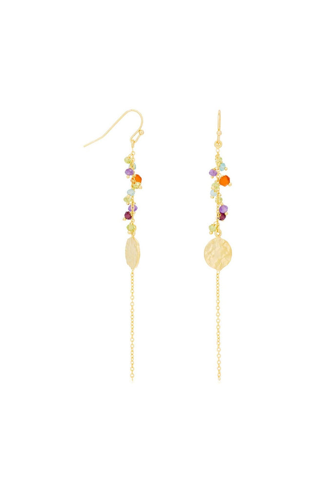 Boucles d'oreilles Hayley - Laiton doré, améthyste, apatite & préhnite