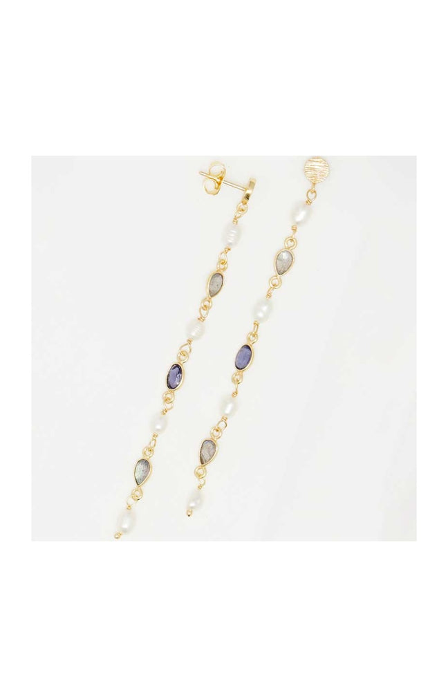 Boucles d'oreilles Lorette - Laiton doré & pierres naturelles