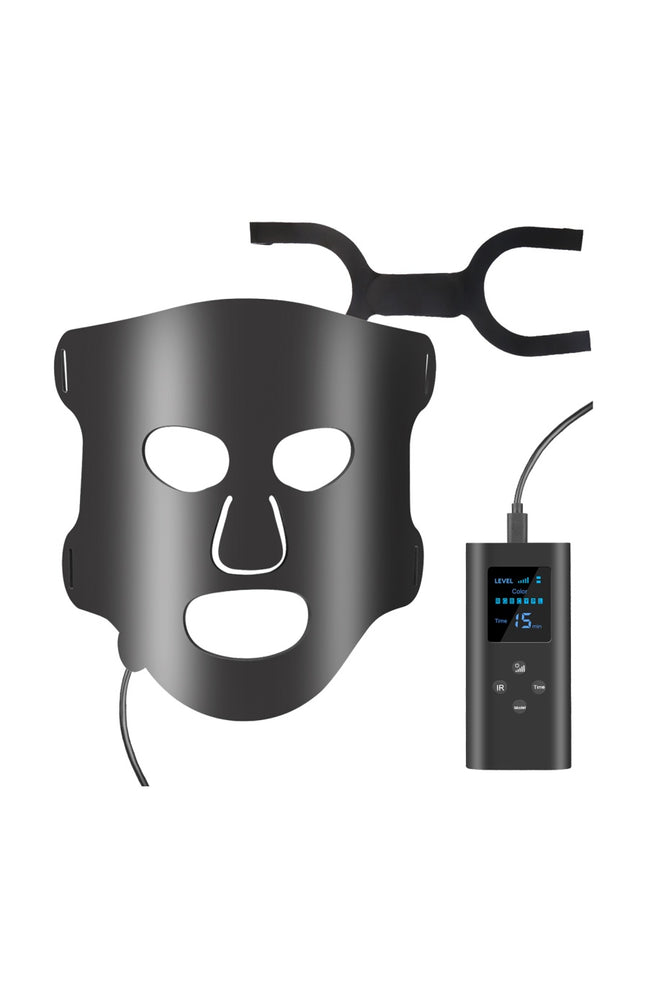 Masque de luminothérapie LED -  7 couleurs - Visage - Noir