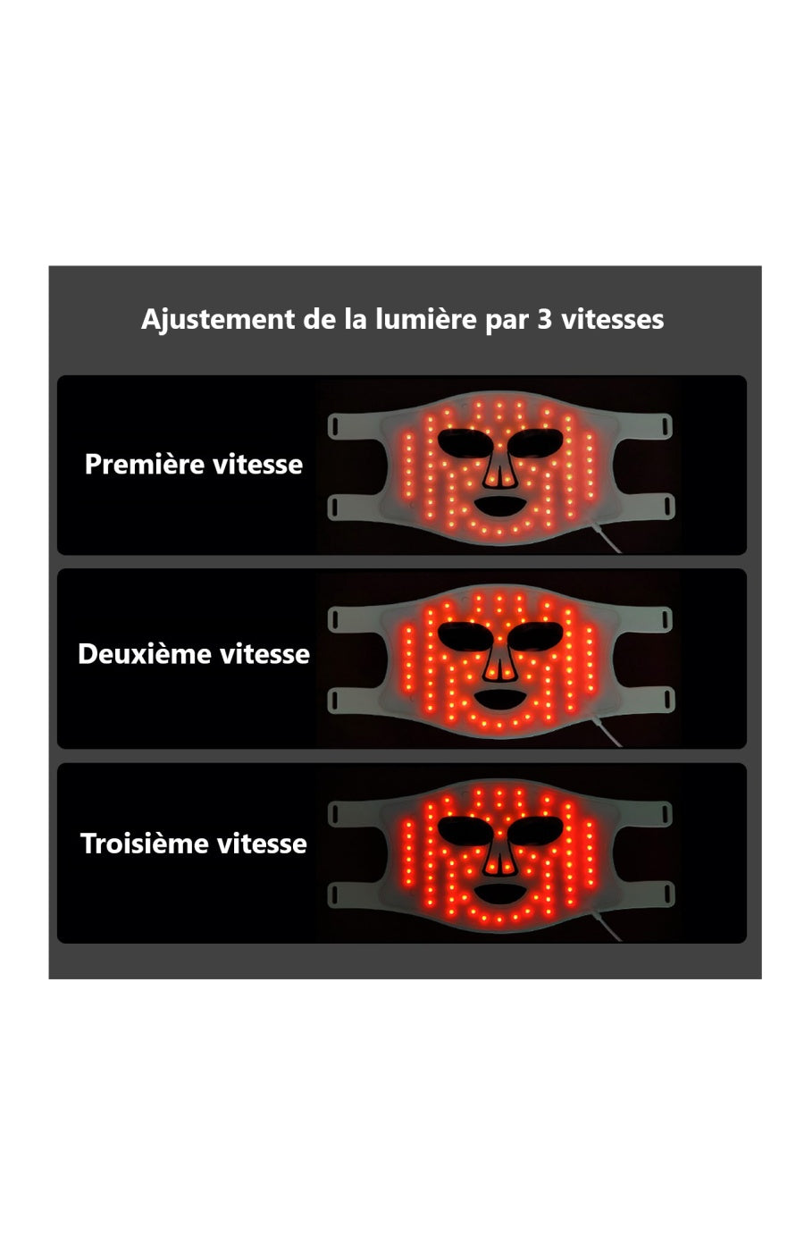 Masque de luminothérapie LED - 4 couleurs - Visage - Blanc