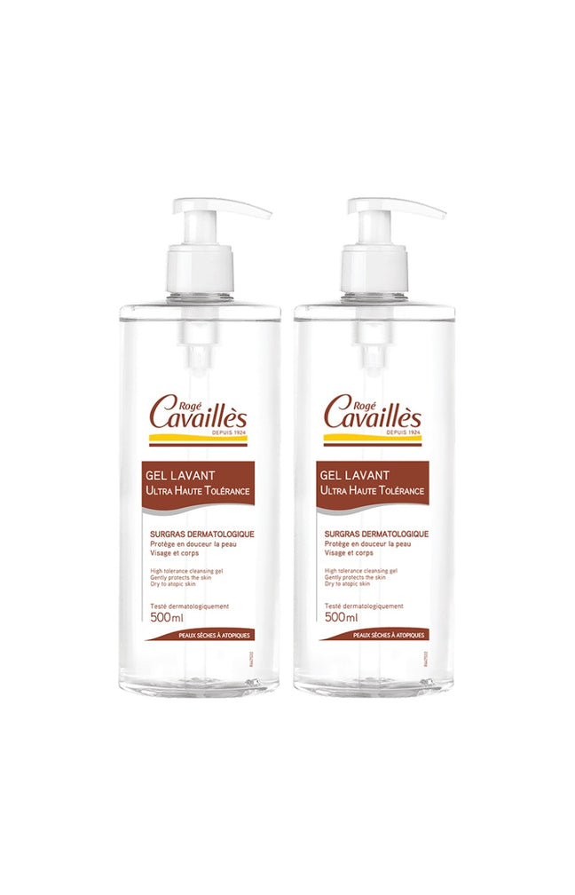 Rogé Cavaillès - Gels lavants ultra haute tolérance - Peaux sèches à atopiques - 2 x 500 ml