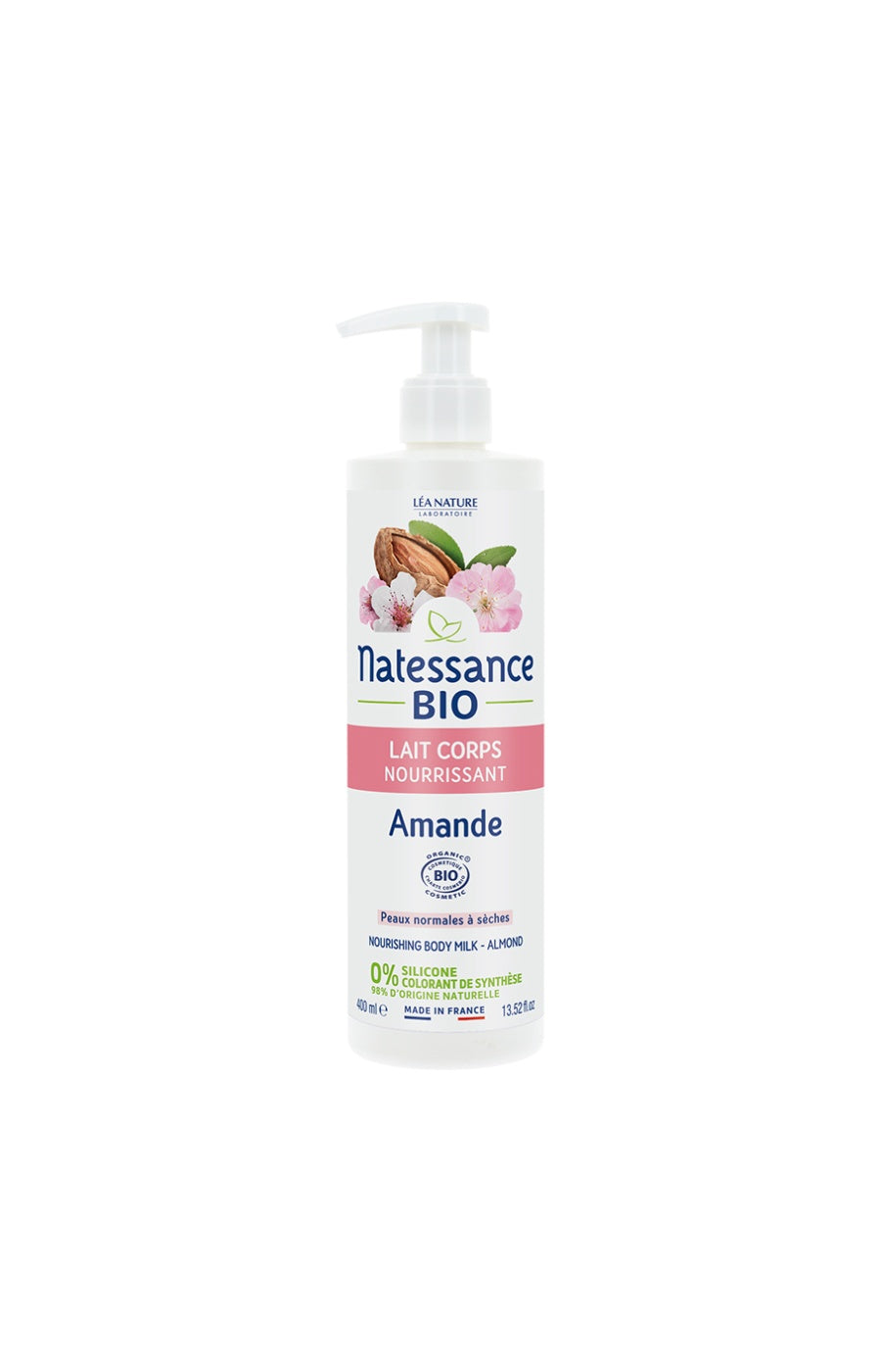 Lait corps nourrissant bio - Amande - Peaux normales à sèches - 400 ml
