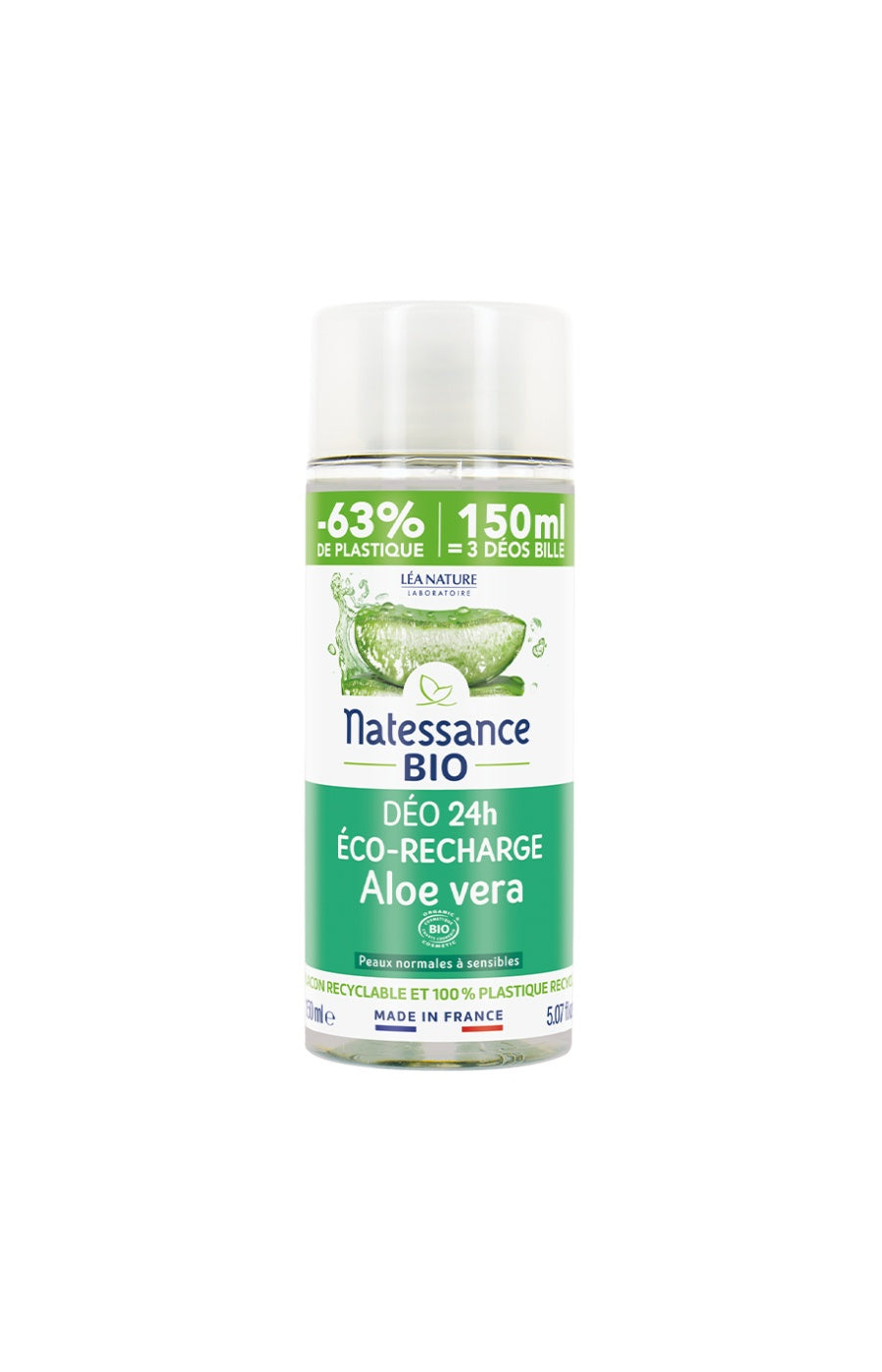Eco-recharge déodorant bio - Aloe vera - Peaux normales & sensibles - 150 ml