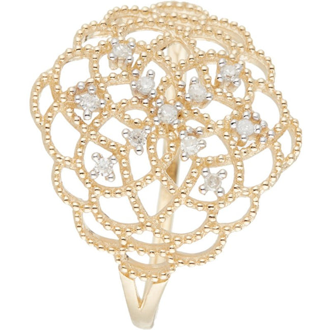 Bague Dentelle - Or jaune 375/1000 & diamant