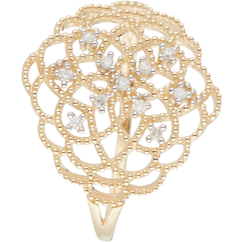 Bague Dentelle - Or jaune 375/1000 & diamant
