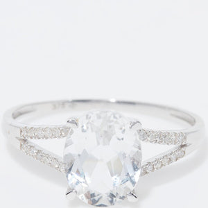 Bague Miri - Or blanc 375/1000, diamant & topaze