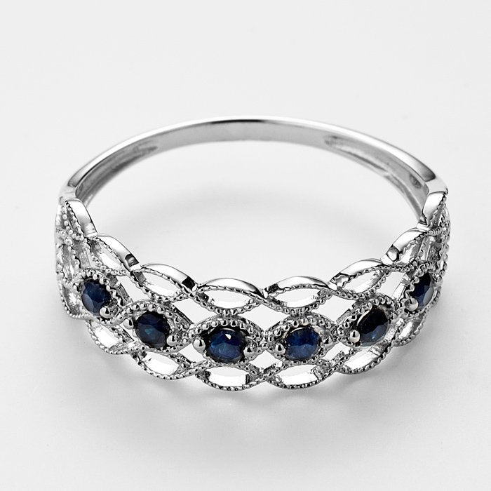 Bague Pianosa - Or blanc 375/1000 & saphir