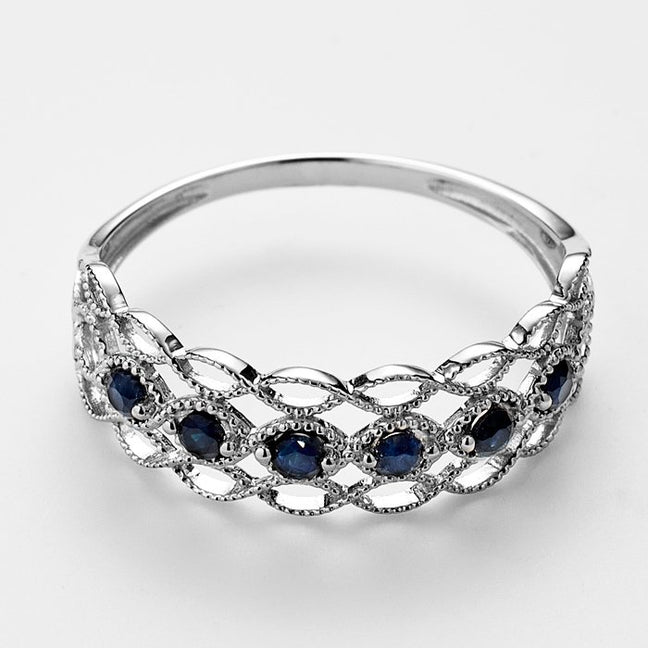 Bague Pianosa - Or blanc 375/1000 & saphir