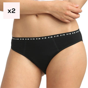 Culottes menstruelles en coton bio - Flux moyens - 2 unités -Noir