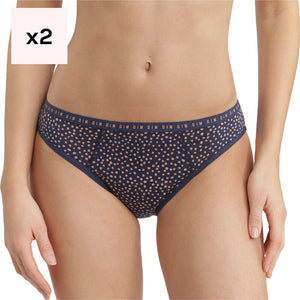 Culottes menstruelles en coton bio - Flux moyens - 2 unités -Bleu foncé