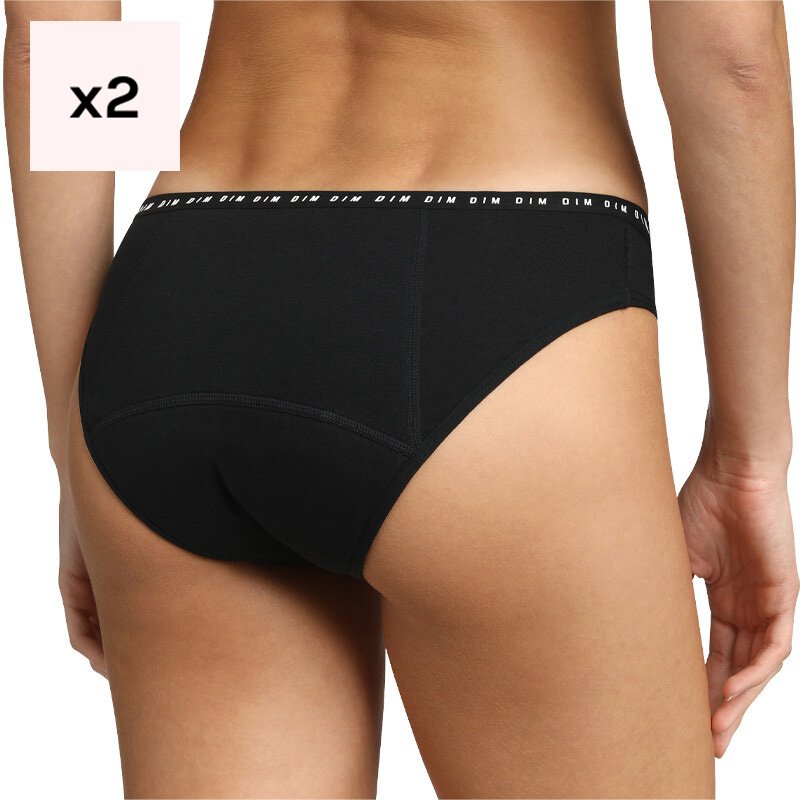 Culottes menstruelles en coton bio - Flux abondants - 2 unités-Noir