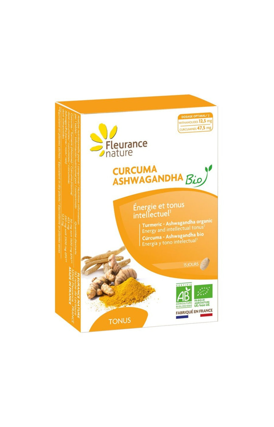 Curcuma ashwagandha bio - Energie & tonus intellectuel - 15 jours