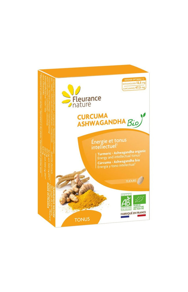 Curcuma ashwagandha bio - Energie & tonus intellectuel - 15 jours