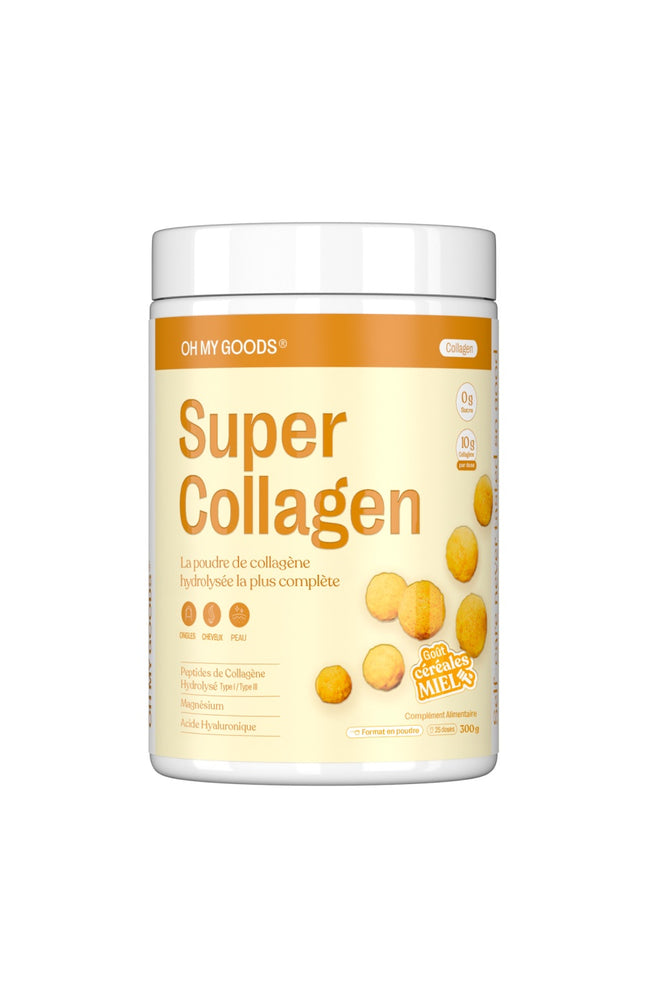 Poudre de collagène hydrolysée - Super Collagen - Goût céréales miel - 300 g