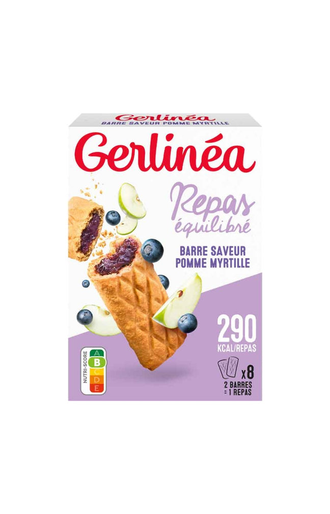 Barres fourrées pomme myrtille - Substitut de repas - 8 unités