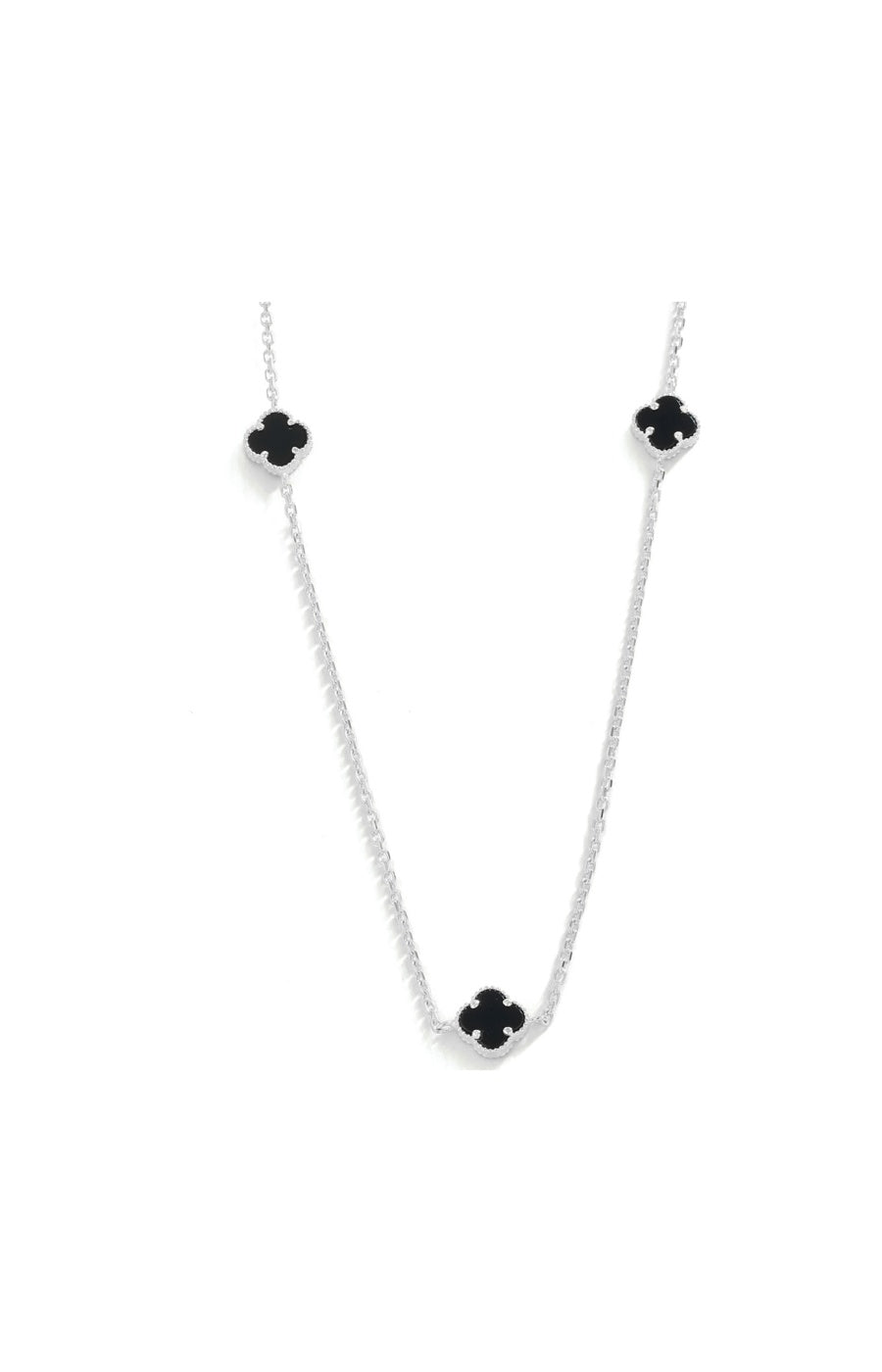 Collier - Argent 925/000, nacre noir & zircon