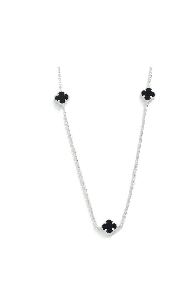 Collier - Argent 925/000, nacre noir & zircon