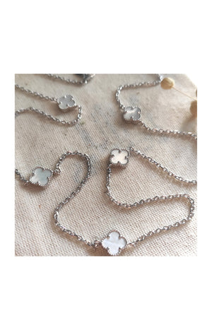 Collier - Argent 925/000, nacre blanc & zircon